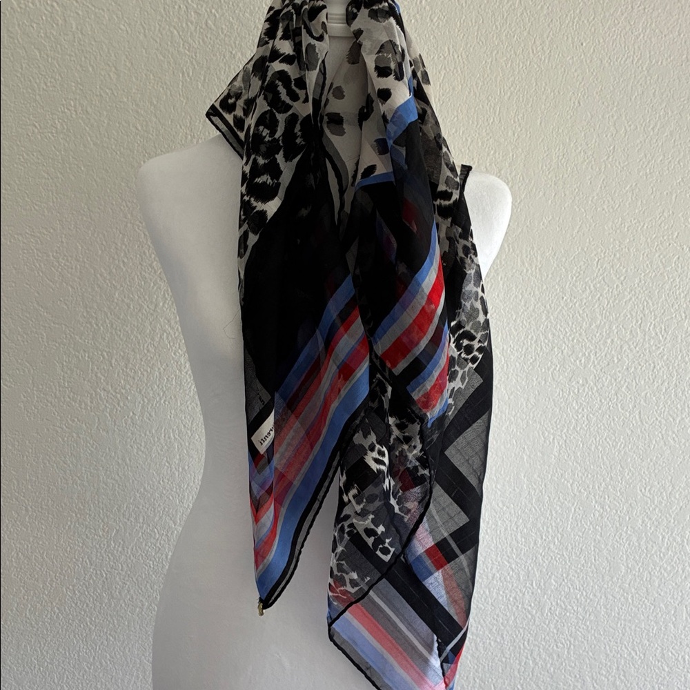 Franco Laurenti Stylish Black Leopard & Stripe Lightweight Women's Scarf